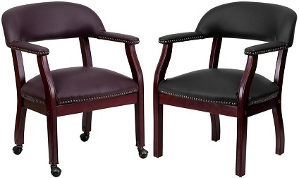 thumbnail image 2 of Oline Leather Guest Chair With Padded Arms, Reception Meeting Conference Waiting Room Lobby Home Desk Big And Tall Executive Office Chair, Black (1 Pack 2 of 10